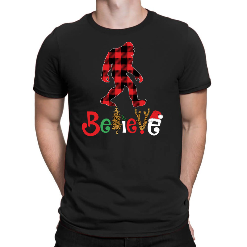 Believe Bigfoot Christmas For Dark T-shirt | Artistshot