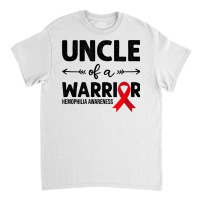 Mens Uncle Of A Warrior, Red Ribbon Hemophilia Awareness T Shirt Classic T-shirt | Artistshot