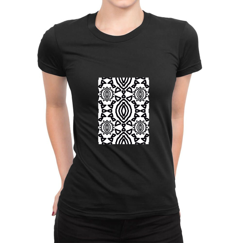 Black White Native Pattern Ladies Fitted T-Shirt by CharlieFairchild | Artistshot