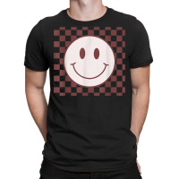 Retro Happy Face Checkered Pattern Smile Face Trendy T-shirt | Artistshot