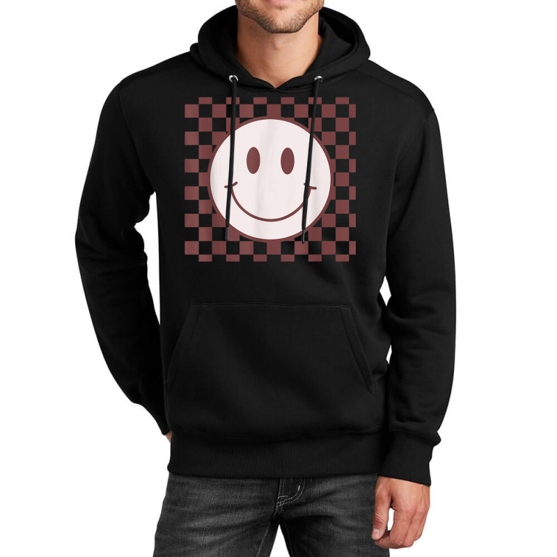 Retro Happy Face Checkered Pattern Smile Face Trendy Unisex Hoodie by Posh | Artistshot