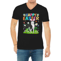 Happy Easter Funny Siberian Husky Dog Easter Sunday V-neck Tee | Artistshot