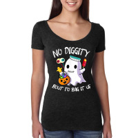 No Diggity Bout To Bag It Up Cute Ghost With Candy Pumpkin Women's Triblend Scoop T-shirt | Artistshot