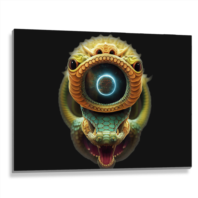 Serpentine Water A Monster Huge Eyes Halloween Mythical Metal Print Horizontal | Artistshot