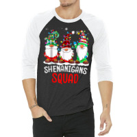 Shenanigans Squad Gnomes Lights Christmas Pajamas Matching T Shirt 3/4 Sleeve Shirt | Artistshot