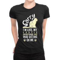 I'm Late My Exotic Shorthair Cat Was Sitting On Me Funny Ladies Fitted T-shirt | Artistshot