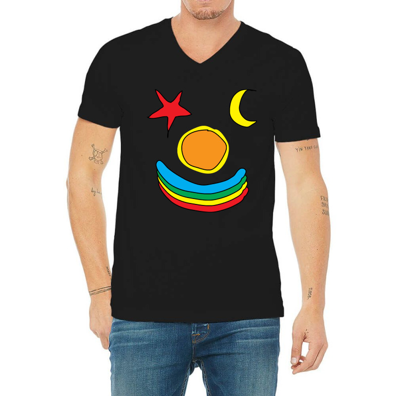 Stars And Moonstars, Moon, Sun And Rainbow V-Neck Tee by hawkunicorn | Artistshot