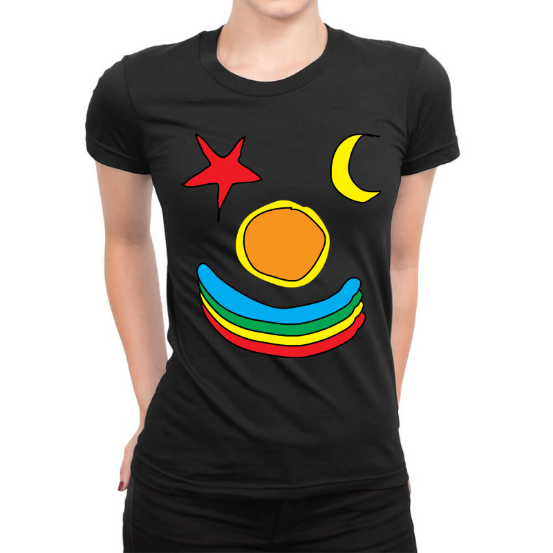 Stars And Moonstars, Moon, Sun And Rainbow Ladies Fitted T-Shirt by hawkunicorn | Artistshot