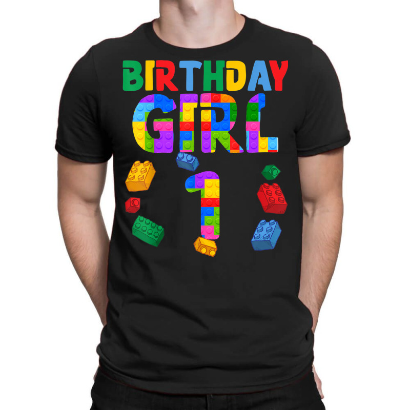 1st Birthday For Block Builder Girl 2021 Block Builder Girl T-shirt | Artistshot