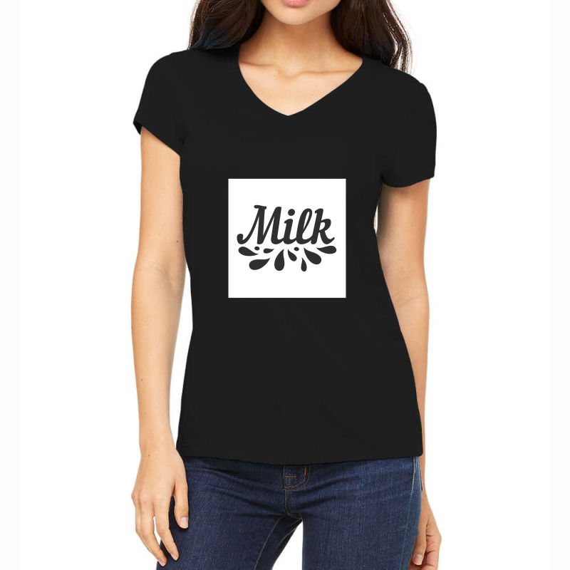 Milk Hand Written Lettering Women's V-Neck T-Shirt by CrystalHayes | Artistshot