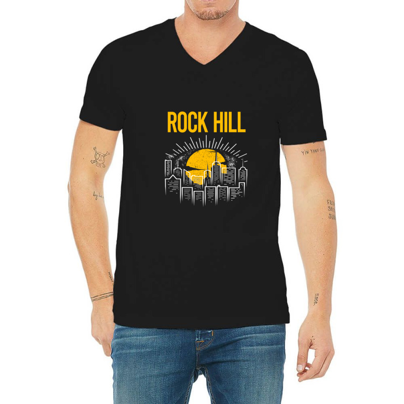 Yellow Moon Rock Hill V-neck Tee | Artistshot