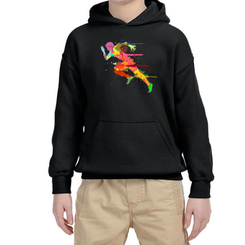 Sprinter Track And Field Runner Running Marathon Youth Hoodie by cm-arts | Artistshot