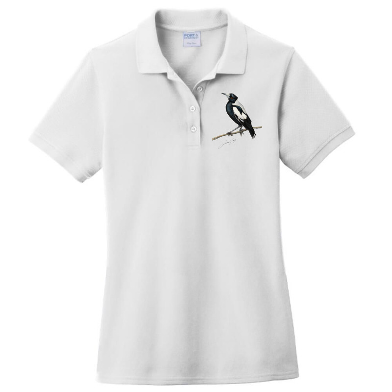 Magpie , Australian Bird Art With Artists Signature Ladies Polo Shirt by MYNGOO | Artistshot