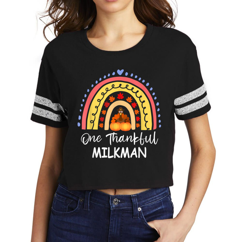 One Thankful Milkman Thanksgiving Rainbow Autumn T Shirt Scorecard Crop Tee by cm-arts | Artistshot