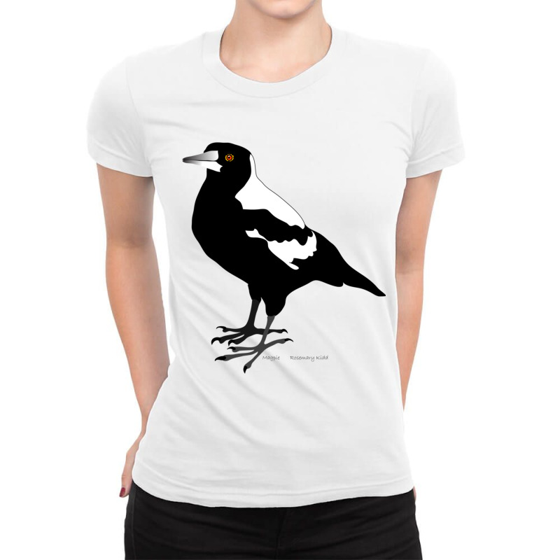 Magpie, Australian Bird Ladies Fitted T-Shirt by MYNGOO | Artistshot