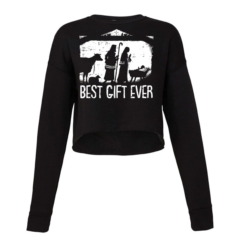 Best Ever Christmas Cool Jesus Nativity Scene Christian Cropped Sweater by cm-arts | Artistshot