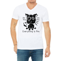 Everything Is Fine Funny Stressed Out Cat Graphic Tank Top V-neck Tee | Artistshot