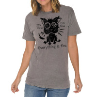 Everything Is Fine Funny Stressed Out Cat Graphic Tank Top Vintage T-shirt | Artistshot