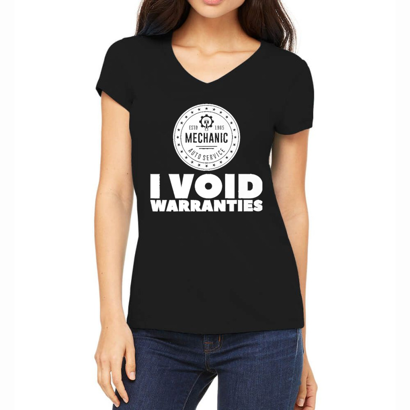 I Void Warranties For Mechanics Men Women Premium Women's V-Neck T-Shirt by MikaelaLynnHolbrook | Artistshot