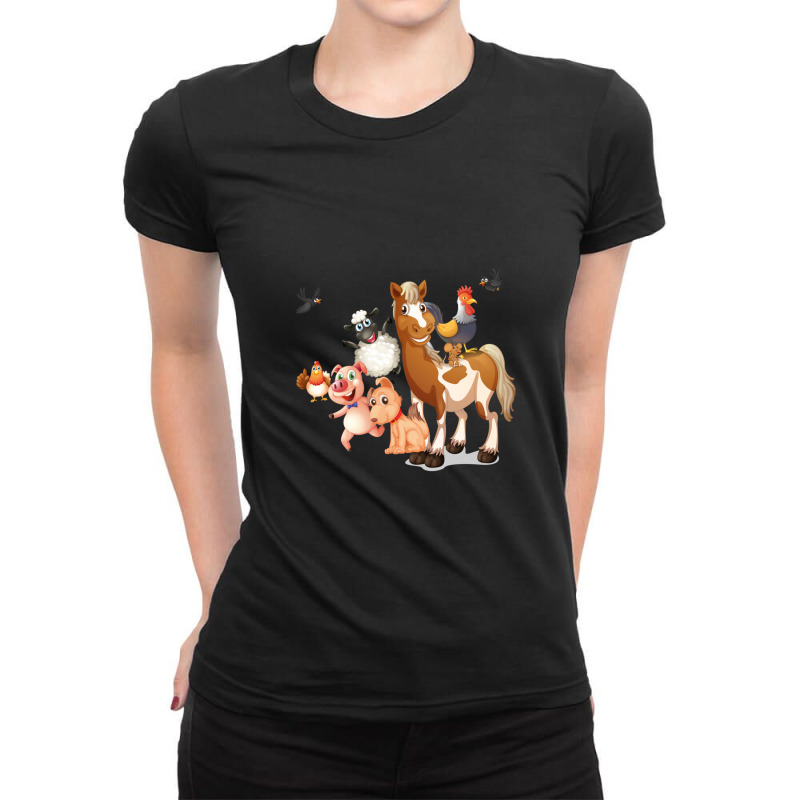 Cartoon Animals Anime Ladies Fitted T-Shirt by saterseim | Artistshot