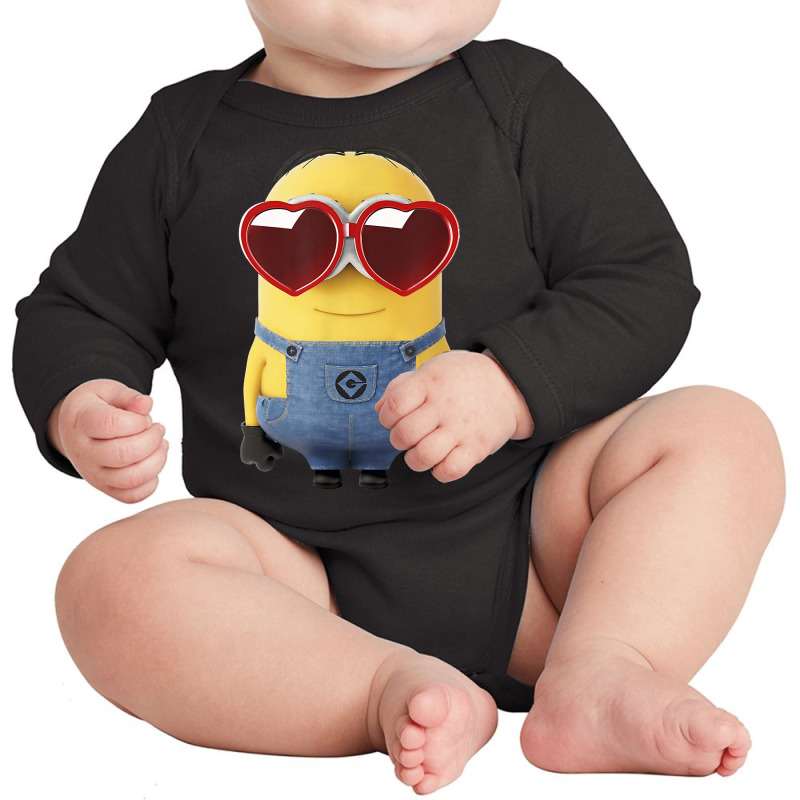 Despicable Me Minions Valentine's Day Heart Shaped Glasses T Shirt Long Sleeve Baby Bodysuit by cm-arts | Artistshot