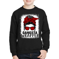 Bleached Buffalo Plaid Messy Bun Merry Gangsta Wrapper 2022 Youth Sweatshirt | Artistshot