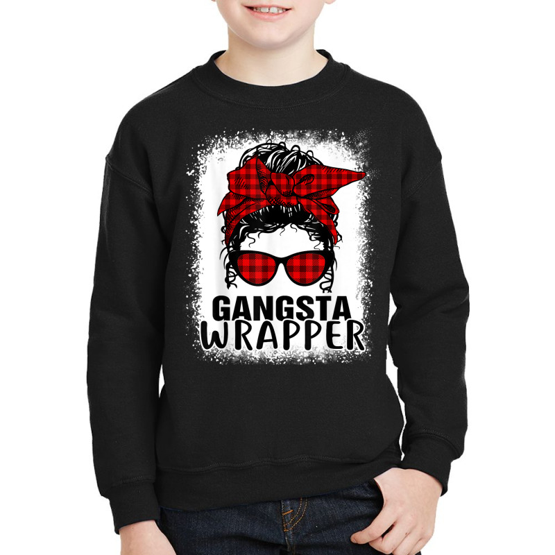 Bleached Buffalo Plaid Messy Bun Merry Gangsta Wrapper 2022 Youth Sweatshirt | Artistshot