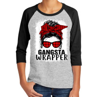 Bleached Buffalo Plaid Messy Bun Merry Gangsta Wrapper 2022 Youth 3/4 Sleeve | Artistshot