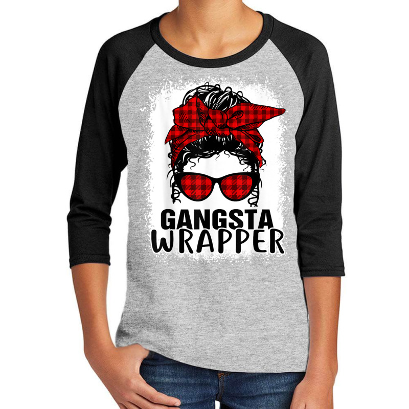 Bleached Buffalo Plaid Messy Bun Merry Gangsta Wrapper 2022 Youth 3/4 Sleeve | Artistshot