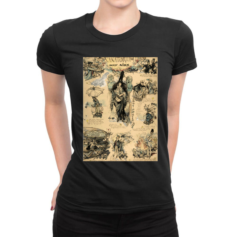 Vintage Crazy Lunatics Cartoon  1855 Sanatorium Des Airs Ladies Fitted T-Shirt by DonnieCarlson | Artistshot