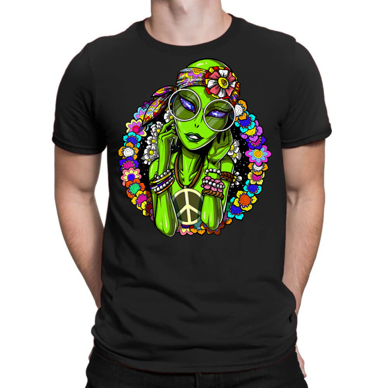 Space Alien Hippie Floral Peace Science Fiction T-Shirt by phamkhao | Artistshot