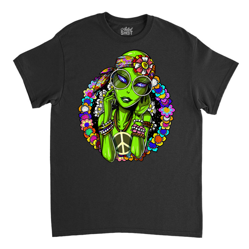 Space Alien Hippie Floral Peace Science Fiction Classic T-shirt by phamkhao | Artistshot