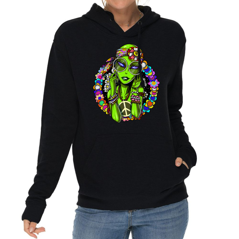 Space Alien Hippie Floral Peace Science Fiction Lightweight Hoodie by phamkhao | Artistshot