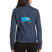 Blue Mini Van Cartoon 1 Ladies Denim Jacket | Artistshot