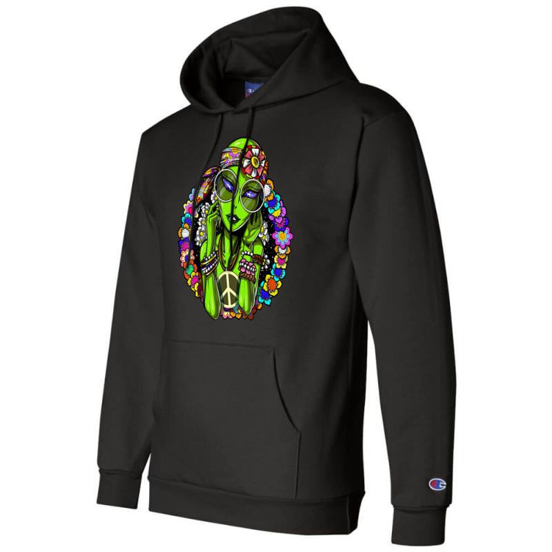 Space Alien Hippie Floral Peace Science Fiction Champion Hoodie by phamkhao | Artistshot