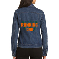 Running Is In My Dna Biology Motivation Genetics Workout Ladies Denim Jacket | Artistshot