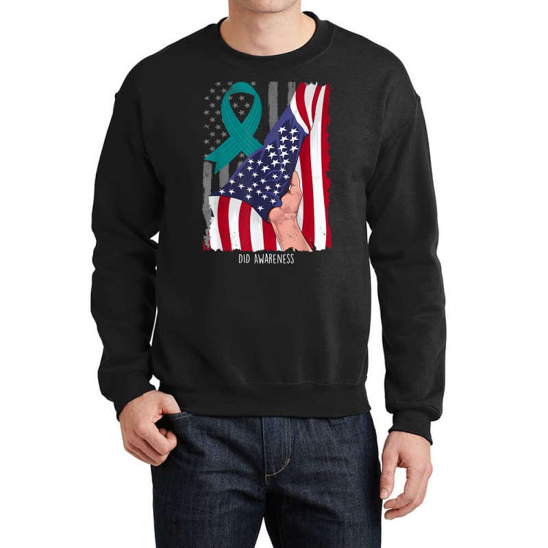 Dissociative Identity Disorder American Flag Teal Ribbon T Shirt Crewneck Sweatshirt | Artistshot