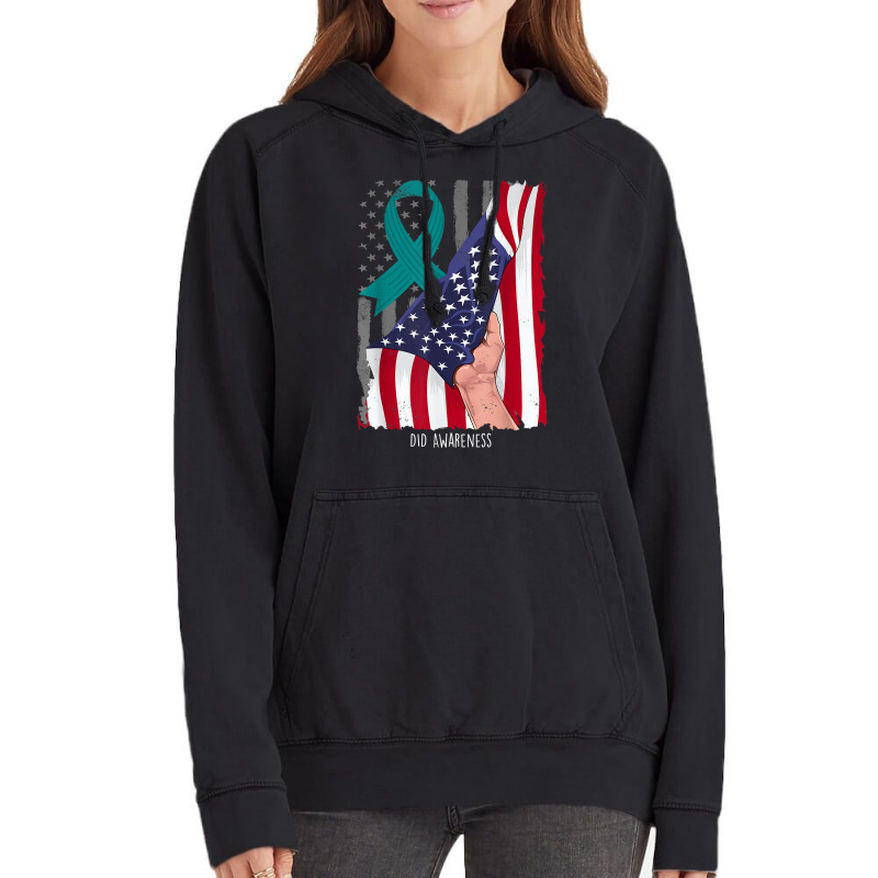 Dissociative Identity Disorder American Flag Teal Ribbon T Shirt Vintage Hoodie | Artistshot