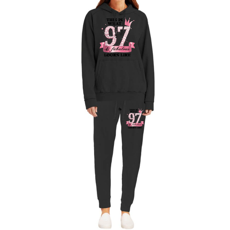 97 & Fabulous I Pink White Party Group Candid Photo Outfit Hoodie & Jogger Set | Artistshot