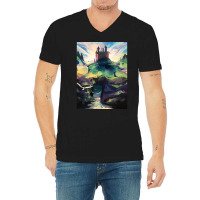 Castle V-neck Tee | Artistshot