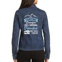 I'm A Camping Grandpa Like Normal Cooler Caravan Trailer Sweatshirt Ladies Denim Jacket | Artistshot