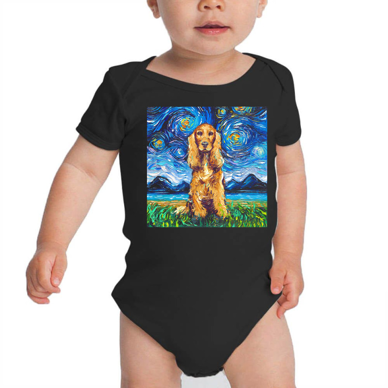 Cocker Spaniel T  Shirt Golden Cocker Spaniel Night T  Shirt Baby Bodysuit by joliejast | Artistshot