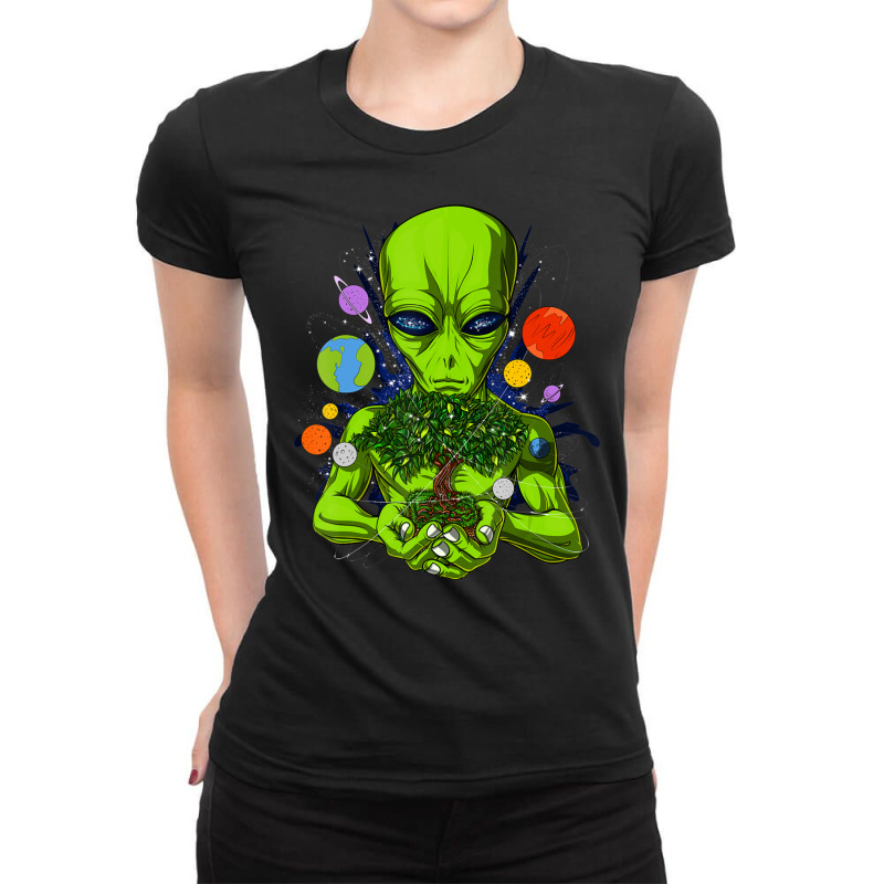 Space Alien Tree Of Life Cosmic Planets Science Fiction Ladies Fitted T-Shirt by phamkhao | Artistshot