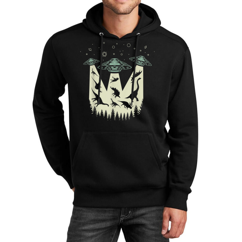 Ufo Abduction Dinosaur Lover Unidentified Flying Object Unisex Hoodie | Artistshot