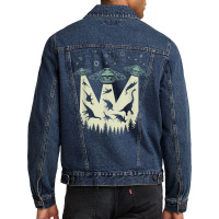 Ufo Abduction Dinosaur Lover Unidentified Flying Object Men Denim Jacket | Artistshot