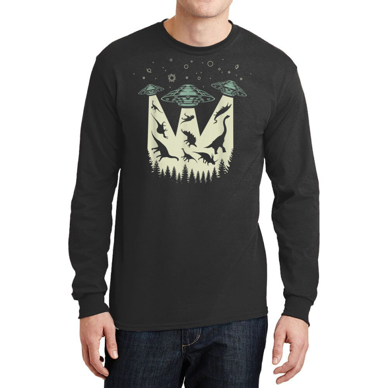 Ufo Abduction Dinosaur Lover Unidentified Flying Object Long Sleeve Shirts | Artistshot