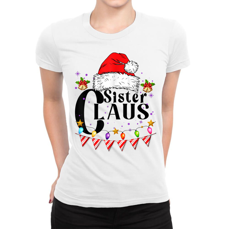 Sister Claus Christmas Pajama Family Matching Xmas Light T Shirt Ladies Fitted T-Shirt by cm-arts | Artistshot