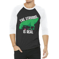 T-rex Men Women Cool The Struggle Is Real Donuts 3/4 Sleeve Shirt | Artistshot