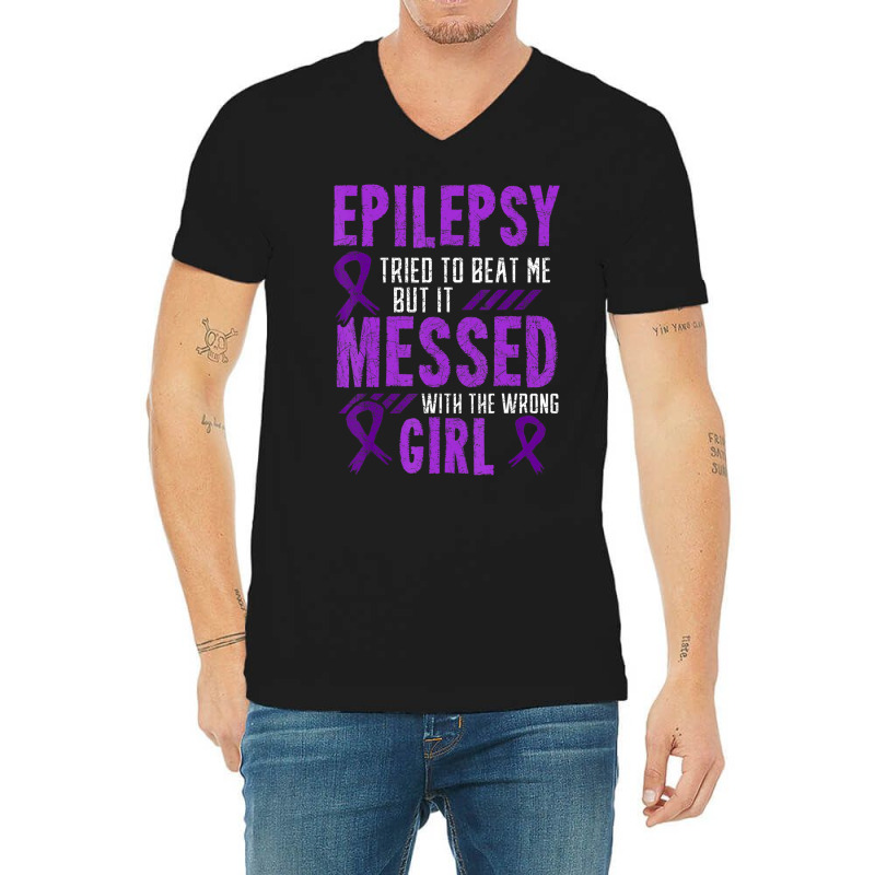 Epilepsy Warrior Day Epileptic Girl Purple Survivor Advocate V-neck Tee | Artistshot