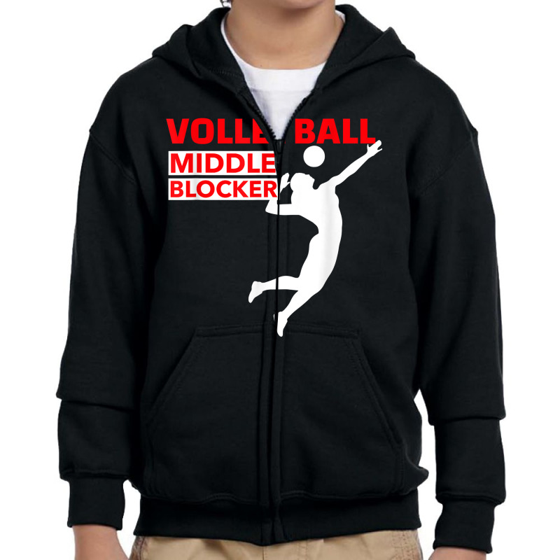 Volleyball Sport Middle Blocker Position T Shirt Youth Zipper Hoodie by cm-arts | Artistshot